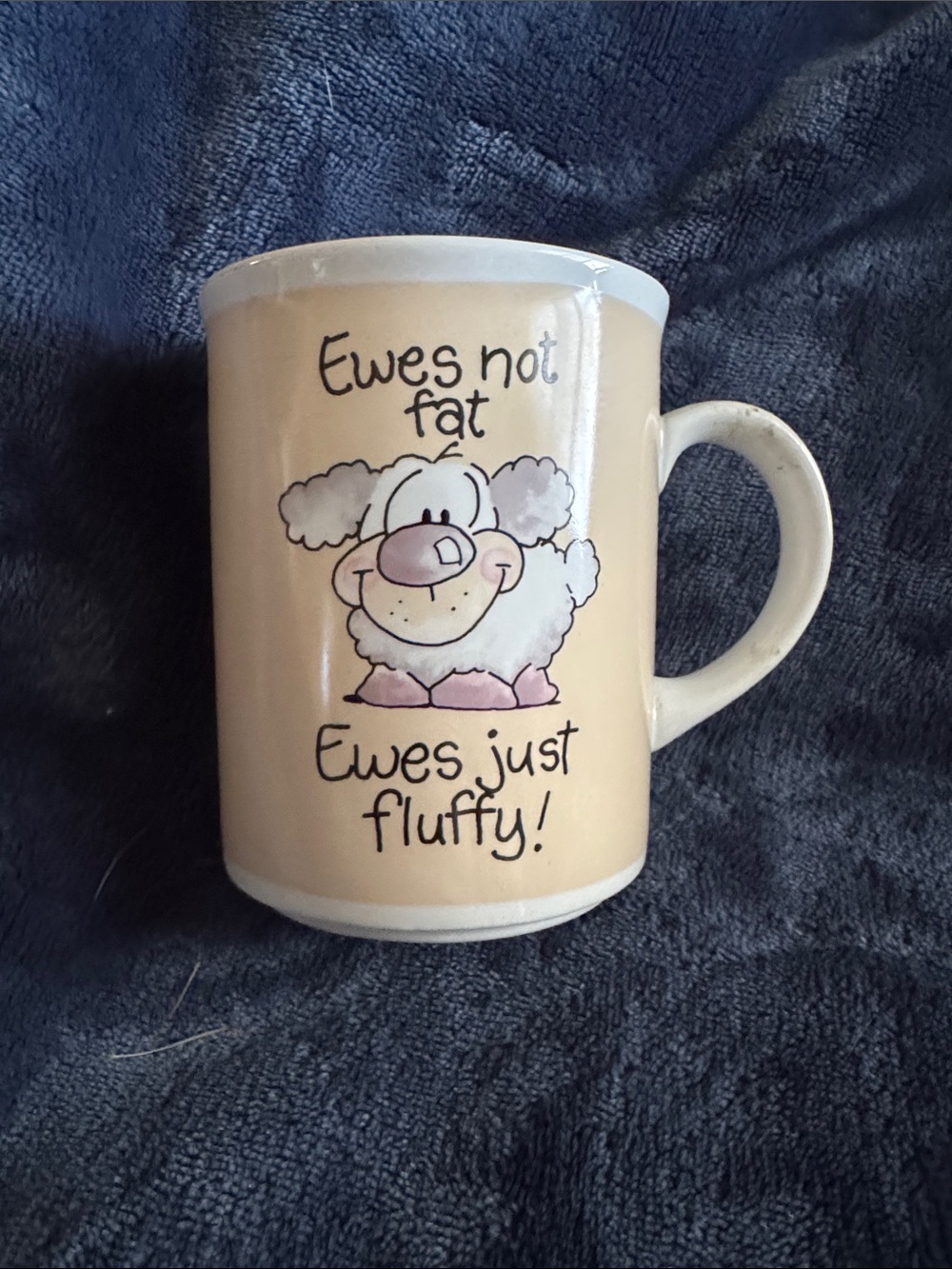 Enesco Beige and Pink 'Ewes Not Fat' Sheep Mug